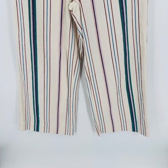 Madewell Cream Striped High-Rise Wide-Leg Crop Pants Size 27 Coastal Nautical - Picture 5 of 8